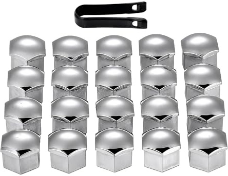 20Pcs Wheel Nut Covers,Hexagonal Lugnut Covers with Removal Tool Wheel Trims Bolt Caps,Universal Fit for Most Car Models,Automotive Exterior Accessories,PA Plastic Material(19mm,Silver)