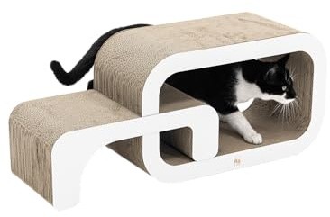 Petrebels Carton à gratter Max 55 - Pour chat - En carton très solide - 55 x 24 x 33 cm - Couleur : blanc