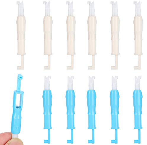 CHICIRIS Enhebrador Automático de Agujas, Herramienta de Enhebrado de Plástico, Juego de 12 Enhebradores para Máquina de Coser, Aguja Fácil de Pasar, Color Azul y Blanco