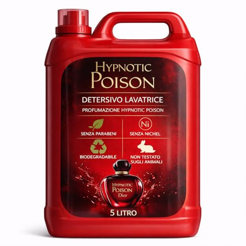 Detersivo Lavatrice Ecologico Biodegradabile 1L/5L – Senza Parabeni – Nickel Tested – Non Testato su Animali – Profumazioni Assortite – Lemag srl (5L, Hypnotic poison)