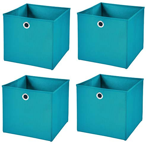 Stick&Shine 4X Aufbewahrungs Korb Türkis Faltbox 33 x 33 x 33 cm Regalkorb faltbar