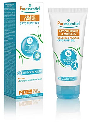 Puressentiel - Articolazioni e Muscoli - Cryo Pure Gel - Aiuta a lenire le zone sensibili - Per urti, contusioni e rigidità - Sensazione di freddo intenso - Non unge - 14 oli essenziali - 80 ml