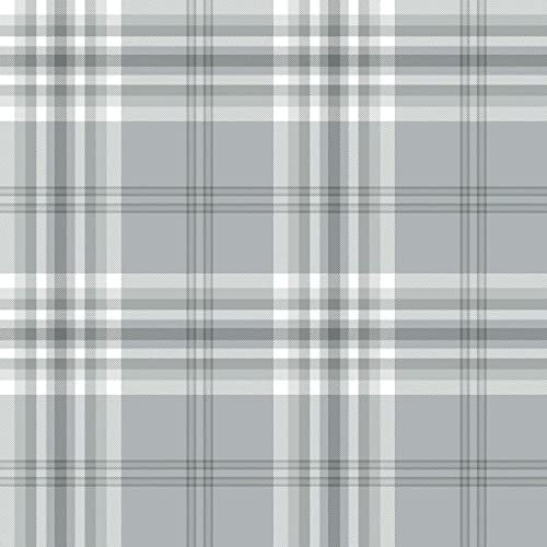Catherine Lansfield Kelso Check Wallpaper Silver Grey