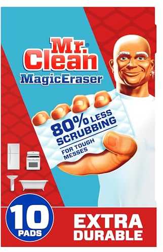Mr. Clean Magic Eraser Sponge, All Purpose Cleaner, Cleaning Scrubber, Wall, Sneaker, Kitchen, Bathroom, Shower Cleaner, Cleaning Supplies, Melamine Sponge, Cleaning Pads, Extra Durable, 10ct