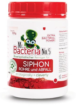 Mr. Bacteria No. 5. Limpiador de desagües y tuberías, para ducha, bañera, lavabo, sifón, sin cloro y sin olores, desatasca y Limpia Eficazmente Tuberías y Desagües Atascados 500g (1)
