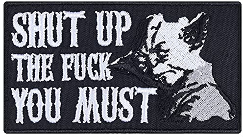 Yoda patch Shut up The måste stryka på rolig biker patch rocker strykbilder science fiction sticker gåva gör-det-själv applikation för jacka/väst/jeans/skjorta 90 x 50 mm