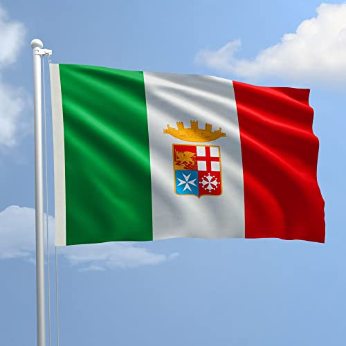 Bandiera MARINA MILITARE 100X150 cm in poliestere NAUTICO 115 gr/mq con doppia piega perimetrale, corda e guaina. Adatta sia IN/OUT DOOR