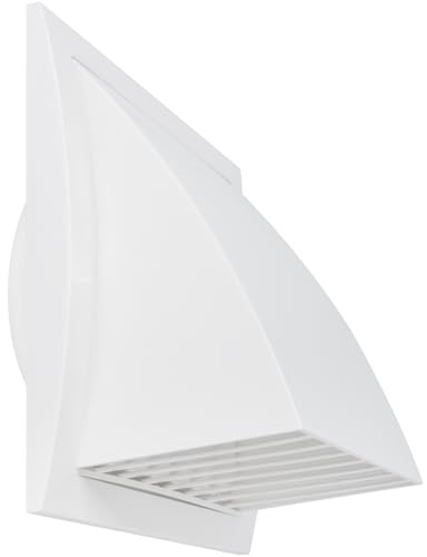 Repa Market 5 Inch (125 mm) Exhaust Hood Vent with Rain Cover & Backdraft Damper/White ABS Plastic Wall Duct Cap/Exterior Dryer Vent Outlet/Weatherproof Protective Grill/HVAC Exhaust Cover
