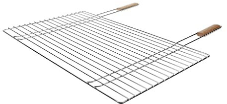 RUECAB – Parrilla de cocina para barbacoa y ahumadero – Parrilla de barbacoa individual, parrilla rectangular, parrilla de barbacoa 68 x 40 – Material: acero cromado – Tamaño: 68 x 40 cm – Asas de