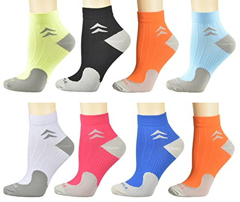 beusilay 8 Paar Kompressionssocken Wandersocken Laufsocken, Plantarfasziitis Fußgewölbeunterstützung,Sportsocken für Damen und Herren