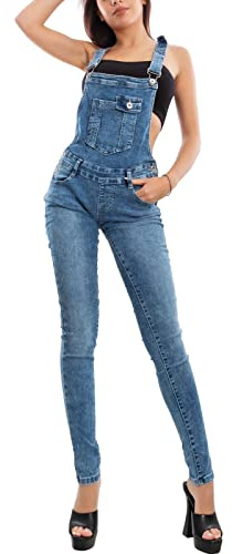 Toocool Salopette jeans donna overall tuta intera jumpsuit pantaloni XM-987 [XS,CY-33 blu]