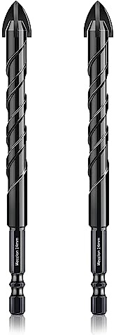 Meccion Fliesenbohrer 2tlg. 14mm Glasbohrer Professionell Kreuz Wolframkarbid Bohrer für Fliesen, Keramik, Mauerwerk, Glas, Kunststoff, Holz, Porzellan, Weichmetall