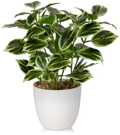 Briful 25cm Small Fake Plants Artificial Greenery Artificial Plants Indoor in Pot, Faux Potted Plant Artificial Desk Plant for Farmhouse Home Garden Party Decoration