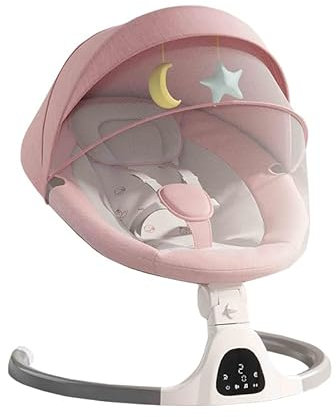 GLOKID Sdraietta Neonati Elettrica,Elettrica Altalena,2in1 Sdraietta dondolo per neonato da 0 fino a 15kg,Cintura di sicurezza a 5 punti,Elettrico per Neonati con telecomando e Bluetooth (YLYPINK)