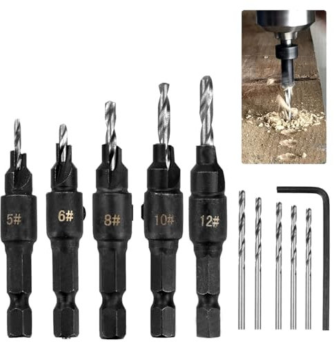 Juego de Brocas Avellanadoras, 5 piezas, GVPOELR, Madera, Bricolaje Madera