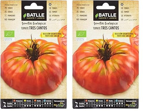 Battle - Semi Ecologici Pomodori Tres Cantos Giganti Rosa (85 Semi - Bio) (Confezione da 2)