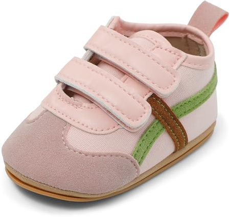 MASOCIO Babyskor pojke flicka första steg mjuka halkfria skor sneakers baby 3–18 månader, Rosa 1, 6-12 mois