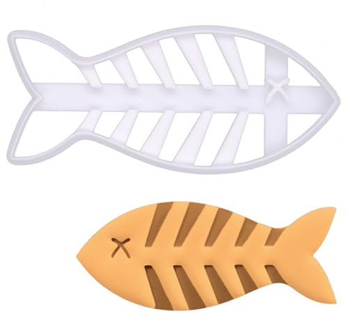 BAKERLOGY Dead Fish Bone Cookie Cutter – Bake Cat Treats or Novelty Cookies, Detailed Design for Baking and Crafts, Ideal on Fondant, Dough, Clay