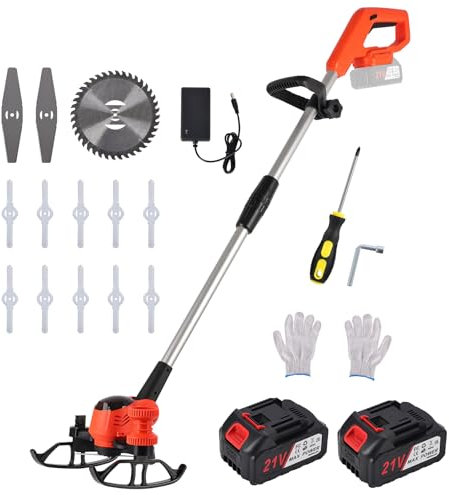 Desbrozadora Batería,Desbrozadora Eléctrica,3 Tipos de Cuchillas,2x4.0Ah Baterías,Cabezal Ajustable y Mango Telescópico,para Cortar Jardines y Césped de Tamaño Pequeño y Mediano