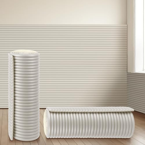 Fiwochic 15.8 x 78.7 Inch Anti Collision Wall Padding for Kids Padded Wall Panels 3D DIY Headboard for Autism Playroom Nursery Bedroom Living Room Corner Guards(2 Roll, Light Gray)