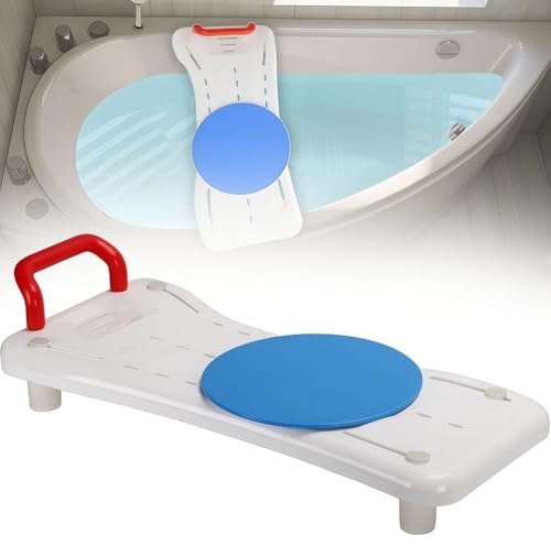 BESTXH Sedile per Vasca da Bagno per Adulti con Maniglia, Sedia da Doccia per Anziani E Disabili, Panca per Vasca da Bagno Adatta A Vasche da 40-60 Cm di Larghezza,Bianca