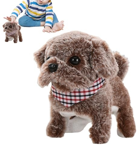 Générique Chien Robot Réaliste - Jouet Chien Peluche Interactif Qui Marche et Aboie - Animal de Compagnie Électronique Chiot en Peluche | pour Filles et Garçons à la Maison