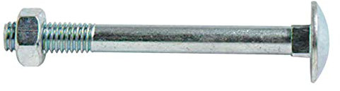 Merriway BH02175 (2 Pcs) Carriage Bolts with Nuts, M10 x 150mm (3/8 inch x 6 inch) Zinc Plated - Pack of 2 Pieces