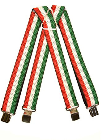 Olata slitstarka Klassisk X-form-hängslen med extra starka klämmor. Landsfärger, 4 cm