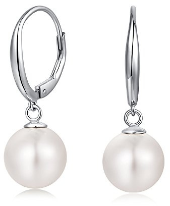Orecchini Perle Donna in Argento Sterling 925 Orecchini a Perle Pendenti Ipoallergenici Bianco Perla Gioielli Regali da Donna Leverback