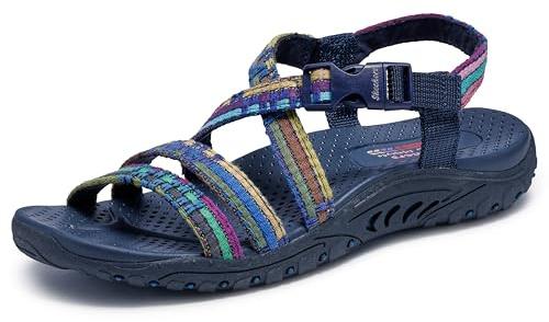 Skechers Women's Reggae-Sew Me-Boho Woven Strappy Slingback Sandal, Navy Multi, 6 UK