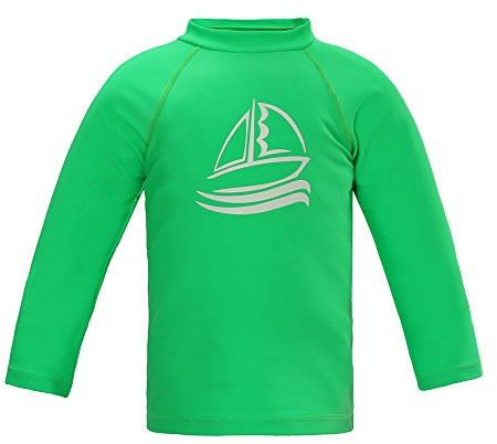 LACOFIA Costumi da Bagno per Bambino Maglietta Nuoto Maniche Lunghe per Ragazzi Rashguard Protezione Solare Asciugatura Rapida Verde 98