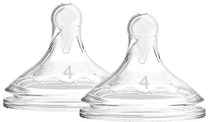 Dr. Brown's Silicone Level 4 Wide-Neck Options Plus Teat, 2 Count (Pack of 1), Slow Flow, BPA Free, Suitable for 9+ Months Old Infants
