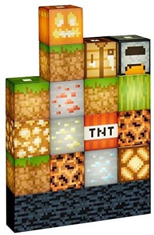 Minecraft Baustein-Lampe - Offiziell lizenziertes Merchandise, Baustein-Nachtlicht, Geschenk für Jungs, Gaming-Zimmerzubehör & Dekoration