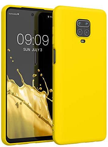 kwmobile Funda para Xiaomi Redmi Note 9S / 9 Pro / 9 Pro MAX Carcasa - Ultrafina de TPU y Silicona con Bordes elevados anticaídas - Amarillo chillón