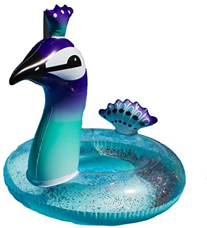 Aufblasbarer Schwimmreifen im Pfau Style mit Glitzerfüllung ~90x80 cm