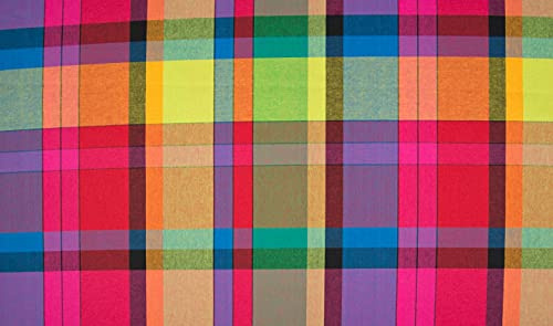 Cotton 100% Poplin Fabric Material Tartan Madras Check Rainbow 005, 1MTR 145cmx100cm