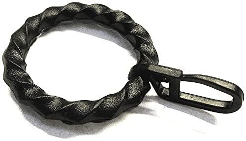 Gardinenringe, Vorhangringe mit Faltenhaken, schwarz Ø innen 28 außen Ø 38 mm, Kunststoff - verwendbar für Rohre und Gardinen Stangen Ø 16 mm - 20 mm (50 Stück)
