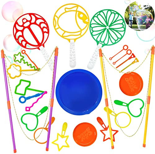 SHOWHEEL 24-teiliges Seifenblasen-Set, Seifenblasenstab, Riesenseifenblasen, Seifenblase, für Kinder, Indoor und Outdoor Bubble Maker Spiele