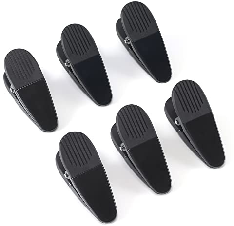 3-1/4 Length Plastic Refrigerator Magnet Clips Set, Multipurpose Clips - Set of 6 (Black)