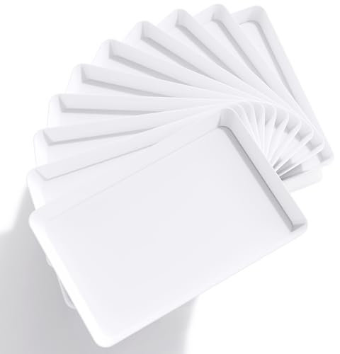 Lifewit Bandeja de plástico para fiestas, platos blancos 15 x 10 pulgadas para servir alimentos y aperitivos (10 unidades)