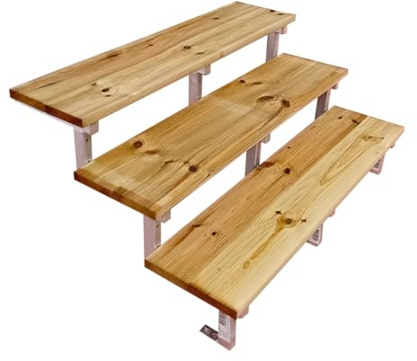 Scala in legno con cosciali in metallo in kit, 2-5 gradini, gradini in legno Autoclave (3 gradini, 120 cm)