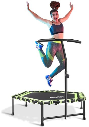 Newan Fitness-Trampolin mit verstellbarem Griff, leises Trampolin, Bungee-Rebounder, Springen, Cardio-Trainer, Workout für Erwachsene – Mini-Trampolin, maximale Grenze 150 kg