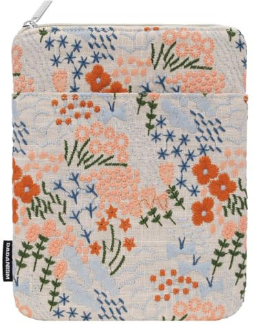 Dadanism 6-7 Pouces Étui Housse Sac Brodée pour 7 Nouveau Kindle Paperwhite et Kindle Colorsoft Signature Edition, 6 Kindle 11e Génération, Kindle Oasis/Tolino eReader, Floral Beige