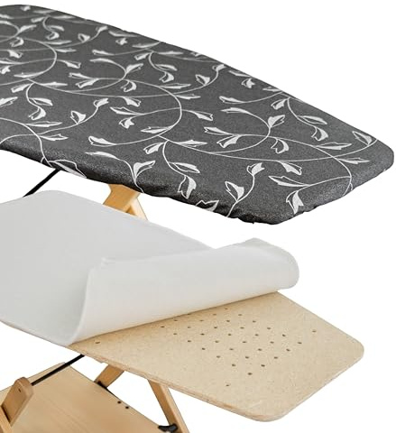 Funda y Muletón para Tabla de Planchar, Compatible con Modelos Foppapedretti, Color Plata/Gris, Tejido 100% Algodón, 115 x 63 cm, Made in Italy