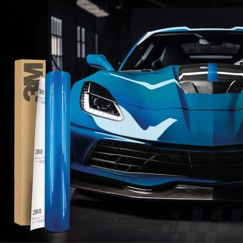 3M 2080 bil wrapping film 30 x 152 cm självhäftande bilfolie för bil motorcykel båt 3D lackskyddsfolie med luftkanaler för foliering (G337 Gloss Blue Fire)