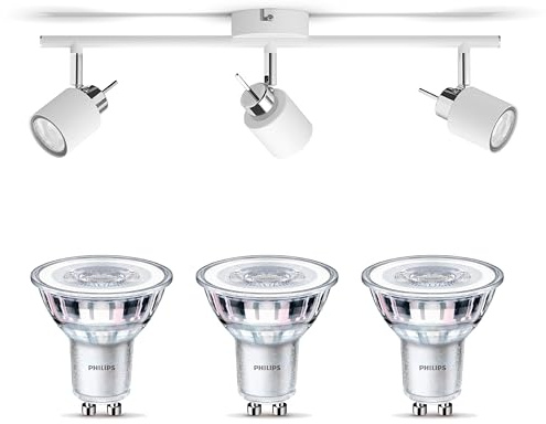 Philips Meranti Spot en saillie (Blanc) - Lumière blanche chaude - Spot en saillie avec 3 point lumineux - GU10 - Non dimmable