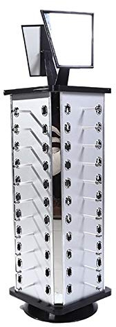 Supporto girevole a 360° con specchio, contenitore portatile per 44 occhiali, Sunglass Display Rack, Espositore per ottici, negozi e casa