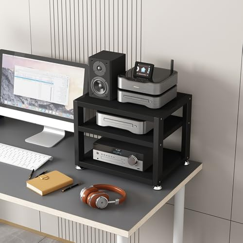 Estante de Audio de Escritorio de 2, 3 y 4 Niveles, Soporte para Medios AV, gabinete estéreo pequeño, Estante HiFi para Auriculares, Amplificador, Reproductor de CD, gabinete de almacenamien