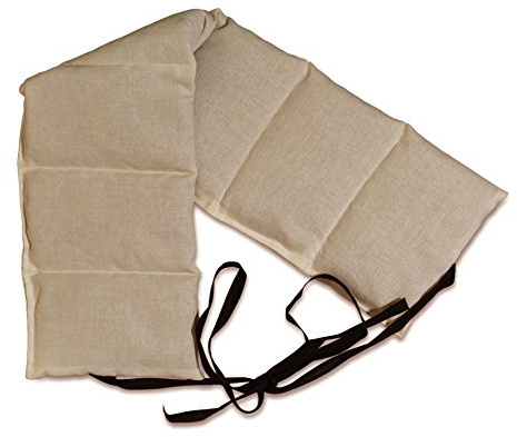 Coussin aux grains d'épeautre biologique compartimenté en sept avec sangles 65x15 cm - Bouillotte sèche - écru