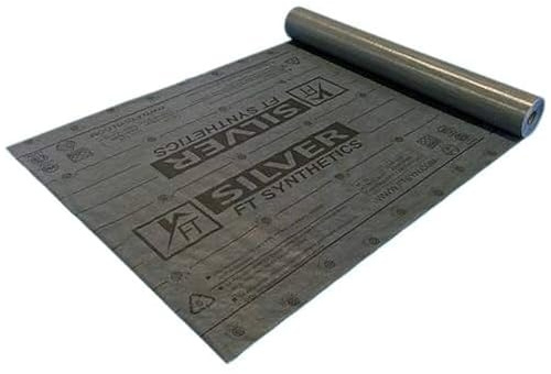 FT Synthetics Silver Synthetic Roofing Underlayment – 42″ × 286′ Roll (10 mil), Lightweight 100% Recyclable Polyolefin, Slip-Resistant, 91-Day UV, 20-Year Warranty